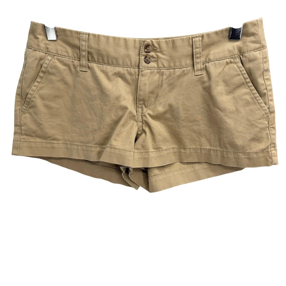 Y2K Mossimo Khaki Chino Shorts Low Rise Tan Size 3 Stretch Cotton Preppy